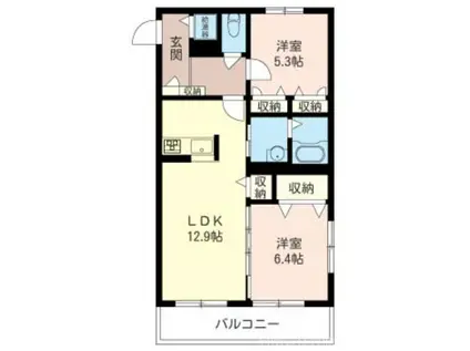 シャーメゾン武蔵小金井(2LDK/1階)の間取り写真