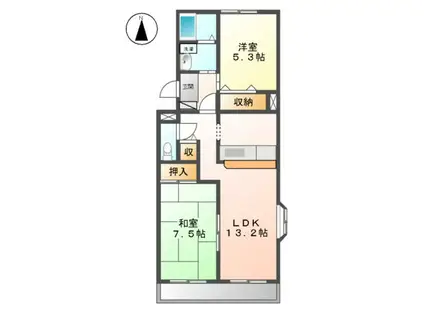 ウイング富士A(2LDK/3階)の間取り写真