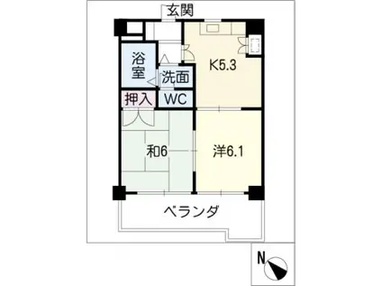 サンパーク今池(2K/7階)の間取り写真