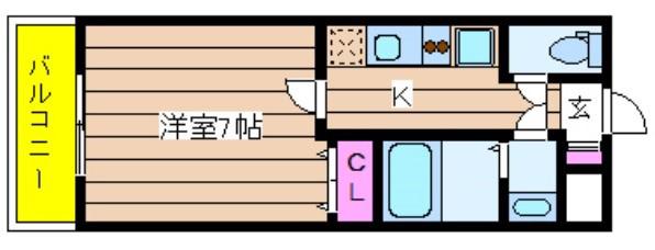 ル・クレール中崎(1K/2階)の間取り写真