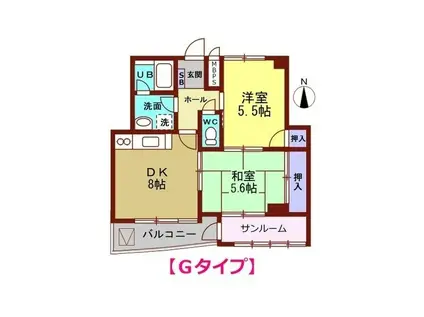 シャスターハイム(2DK/3階)の間取り写真