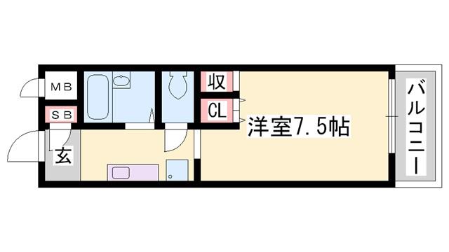 アドバンス城北(1K/1階)の間取り写真