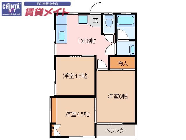 久世ハイツ パートII(3DK/1階)の間取り写真