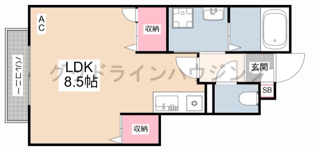 リガーレ天神西(ワンルーム/1階)の間取り写真
