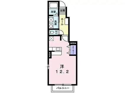 リバービュー・シャーレ(1K/1階)の間取り写真