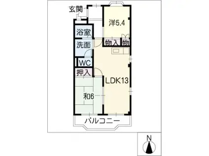 メルベーユ大清水(2LDK/1階)の間取り写真