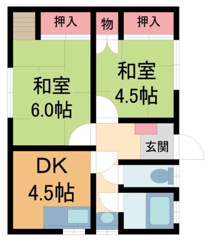 坂上アパート(2DK/2階)の間取り写真