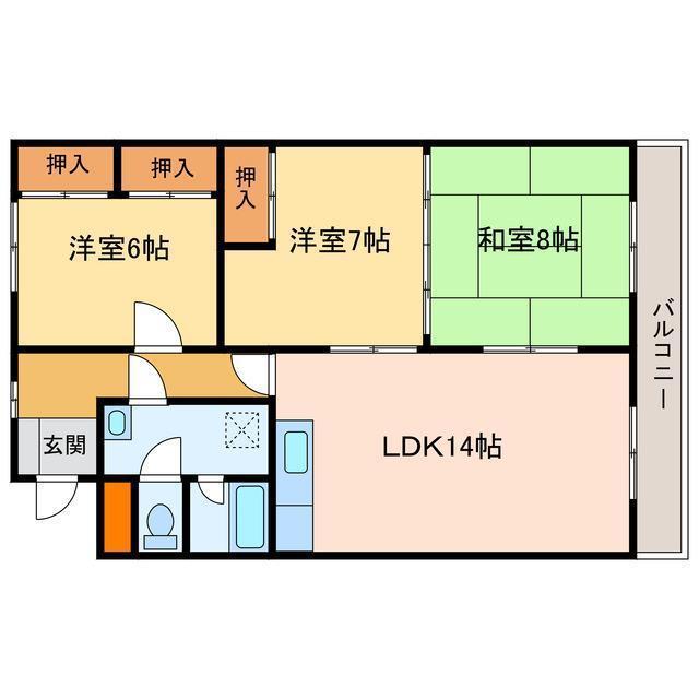 第5水野マンション(3LDK/4階)の間取り写真