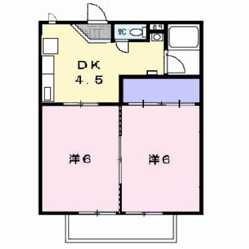 コーポサンライズ(2DK/2階)の間取り写真