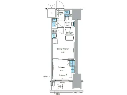LEFOND PROGRES田原町(1DK/8階)の間取り写真