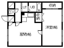 いちいハイム(1LDK/2階)の間取り写真