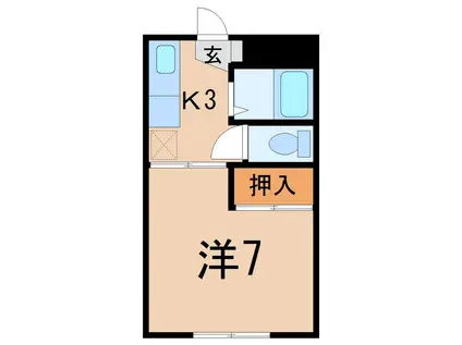 サニーコーポわかみや(1K/2階)の間取り写真