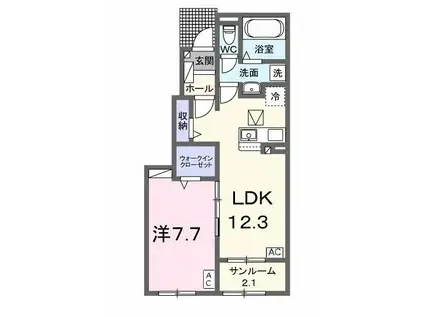 アルドーレI(1LDK/1階)の間取り写真