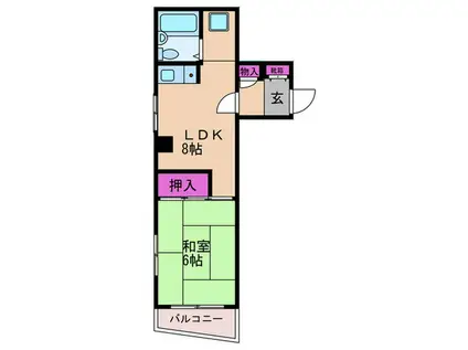 プチメゾン夕陽丘(1LDK/2階)の間取り写真