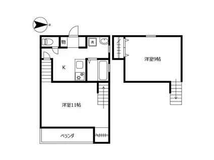ココカラハウス南佐古(1SK/2階)の間取り写真