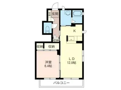 ウィルコートコガネC(1LDK/1階)の間取り写真