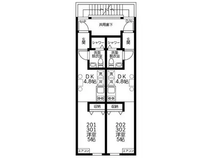ラティス(1DK/2階)の間取り写真