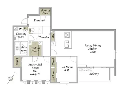 パインステージ松濤(2LDK/2階)の間取り写真