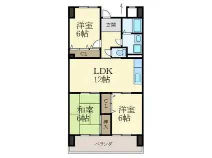 グリーンヒル波分(3LDK/5階)の間取り写真