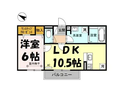 リヴェール(1LDK/2階)の間取り写真