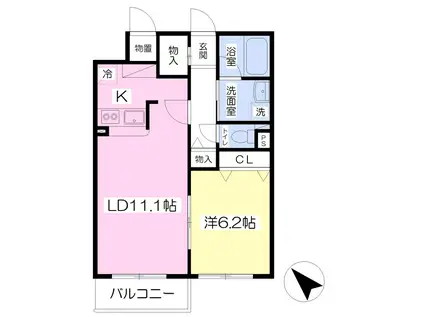 センチュリー若林II(1LDK/1階)の間取り写真