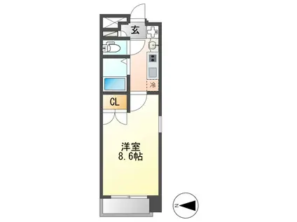 パルティール今池アネックス(1K/12階)の間取り写真
