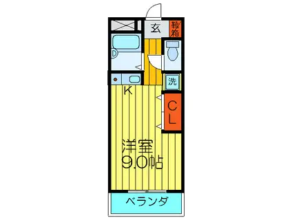 第二クラウンハイツ(ワンルーム/2階)の間取り写真