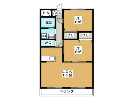 ロイヤル・ふじ(2LDK/7階)の間取り写真