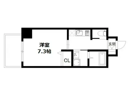 ローブコート六地蔵駅前(1K/2階)の間取り写真