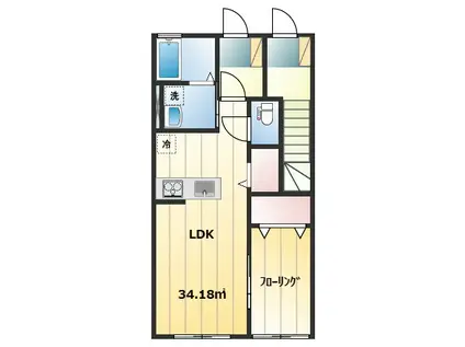 GOLDI LOCKS(1LDK/1階)の間取り写真
