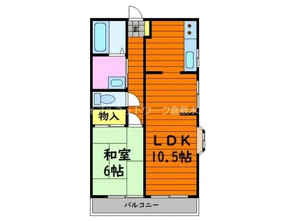 リバティ安原III(2DK/1階)の間取り写真