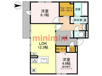 D-ROOM高槻市宮田町3丁目プロジェクト(2LDK/1階)の間取り写真