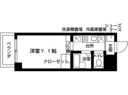 シャトー21(1K/2階)の間取り写真