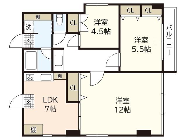 ヴィラブランシュ猫屋(3LDK/2階)の間取り写真