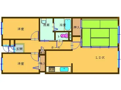 ヒルトップ寺尾(3LDK/1階)の間取り写真