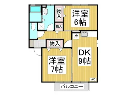 アプリコートくいせけ B(2DK/1階)の間取り写真