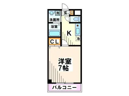 シルビアII(1K/2階)の間取り写真