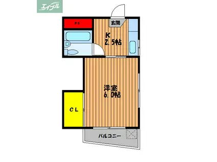 吉岡ビルI(1K/2階)の間取り写真