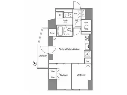 コスモグラシア池田山(2LDK/14階)の間取り写真