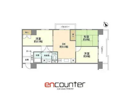 成増ローヤルコーポ(3DK/11階)の間取り写真