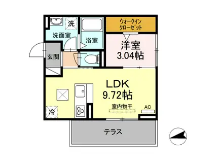 エスペランサ旭 D棟(1LDK/1階)の間取り写真