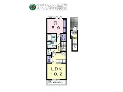 ユーマックスV(1LDK/2階)の間取り写真