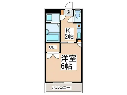 Bディナスティ(1K/1階)の間取り写真