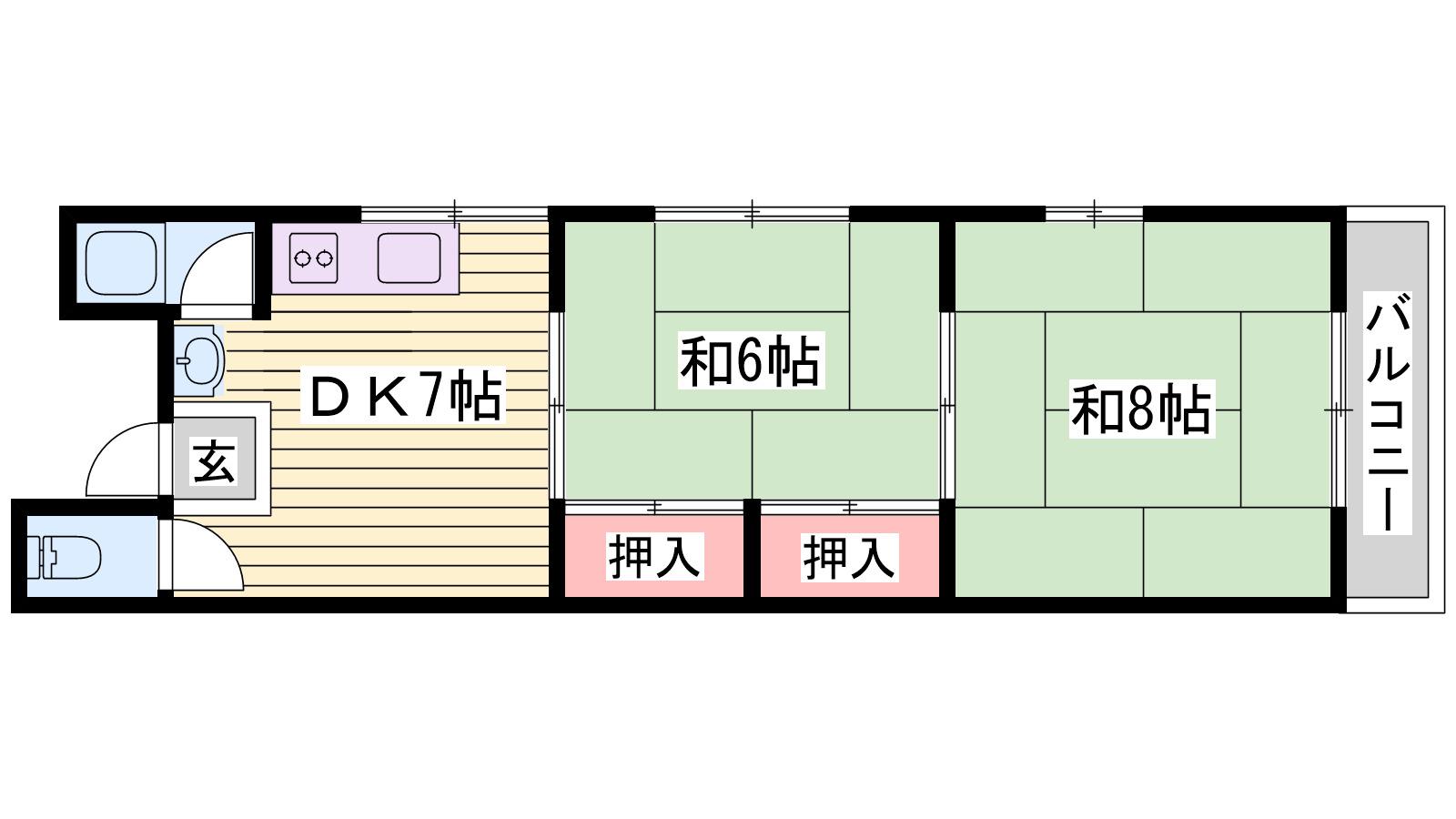 塩屋グリーンハイツ(2DK/2階)の間取り写真