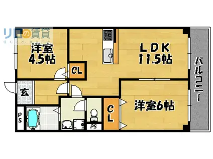 サンメゾンIII(2LDK/2階)の間取り写真