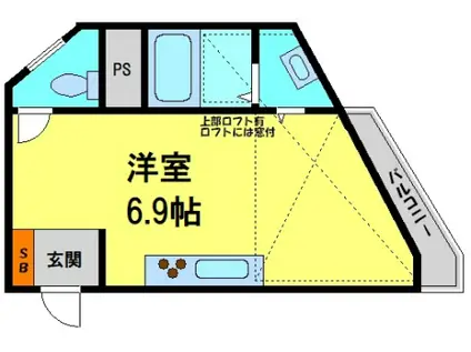 吉永ビル鼓が滝駅前(1K/3階)の間取り写真