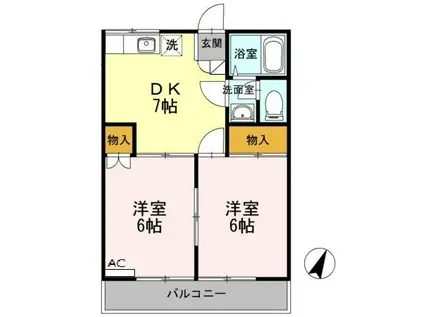 パステロードII番館(2DK/2階)の間取り写真