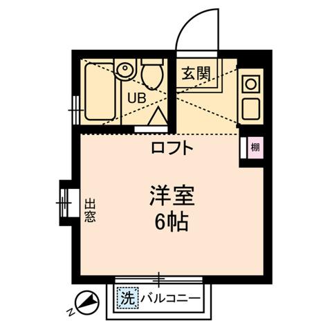 スカイコーポラス(ワンルーム/2階)の間取り写真