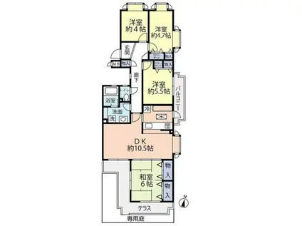 コープ野村潮見台ハイツ(4LDK/1階)の間取り写真
