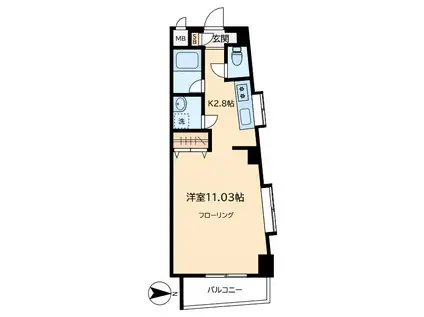 BEAT(1K/2階)の間取り写真